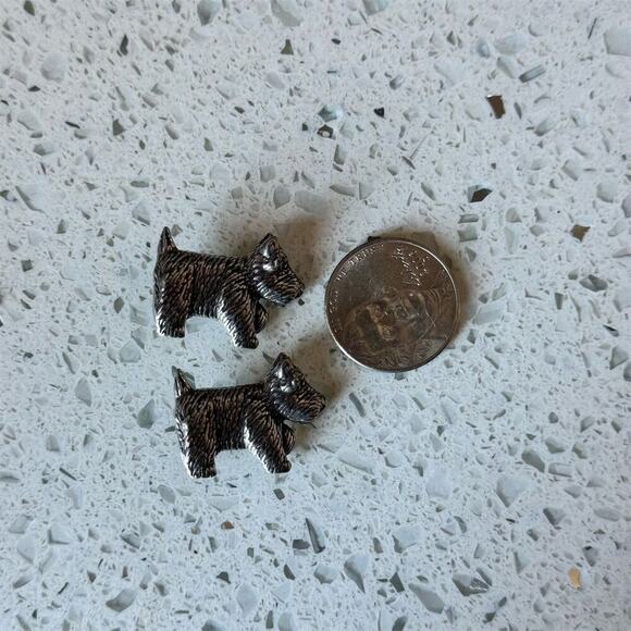 2 Vintage 90s Scottie Dog Danforth Pewter Button Charm 1992 Retired Terrier - Picture 2 of 9